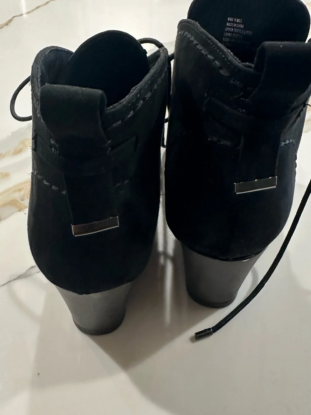 SO Black Lace-Up Wedge Ankle Booties